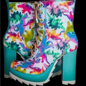 Rainbow Dinosaurs Irregular Choice Karrie Okey Boots size 5.5-6 Rare - 2016 NIB